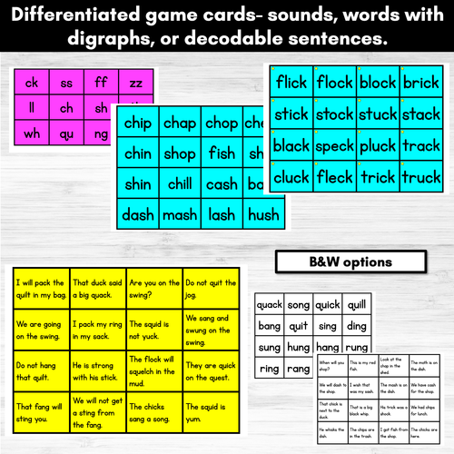 Resource preview 3 for Digraphs Phonics Board Games - Digraphs, Decodable Words and Sentences