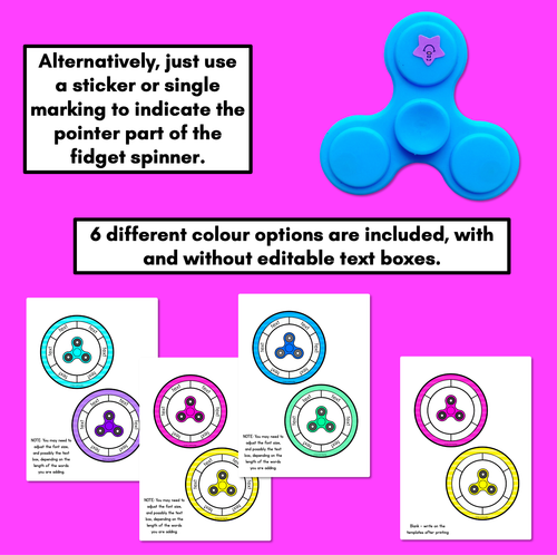 Resource preview 2 for Editable Fidget Spinner Templates - Editable Literacy Centers or Math Centers