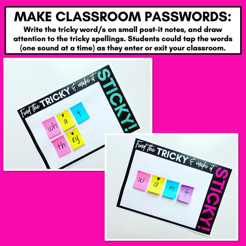 Resource preview 2 for TAKE THE TRICKY AND MAKE IT STICKY - Classroom Password Templates