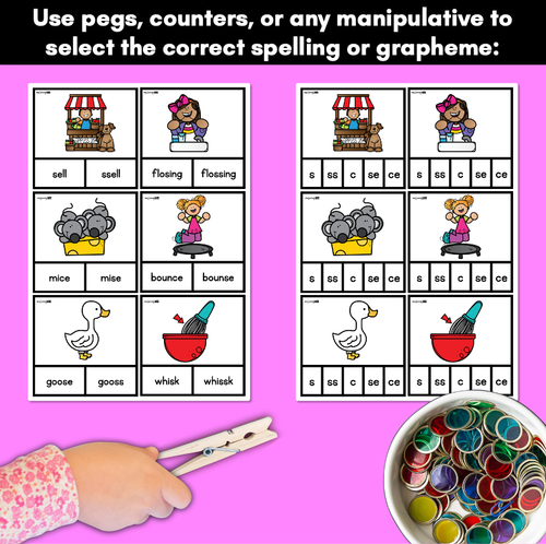 Resource preview 3 for S SS C SE CE CLIP CARDS - Consonant Sounds Phonics Game