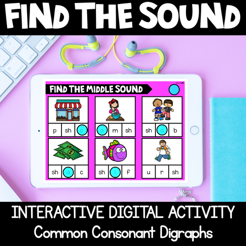 Resource preview 1 for Digital Phonics Slides for Common Digraphs - Beginning, Middle & End Sounds