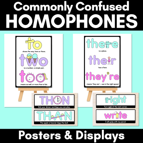 Resource preview 1 for Commonly Confused Homophones - Posters & Displays with embedded images