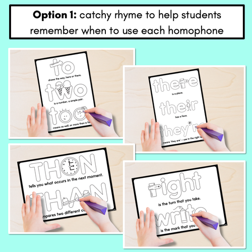 Resource preview 2 for Commonly Confused Homophones - Student Templates with embedded images