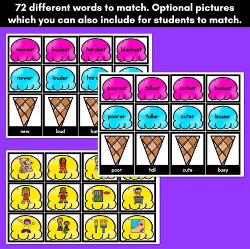 Resource preview 3 for Superlative and Comparative Adjectives Matching Game