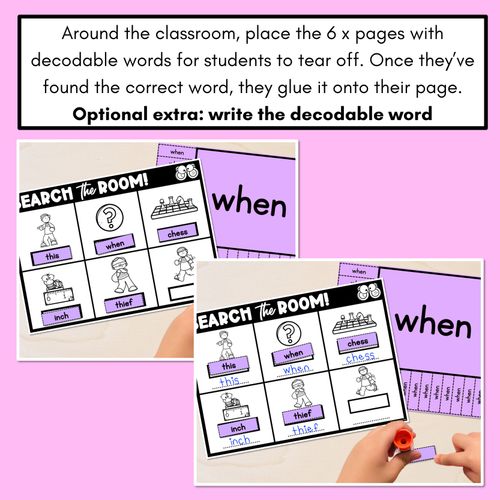 Resource preview 4 for READ THE ROOM - Decodable Words Phonics Activity - Consonant Digraph CH TH SH WH