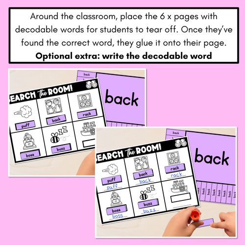 Resource preview 4 for READ THE ROOM - Decodable Words Phonics Activity - Consonant Digraph LL SS CK FF ZZ