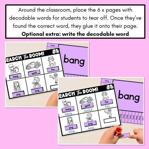 Resource preview 4 for READ THE ROOM - Decodable Words Phonics Activity - Consonant Digraph NG QU and X