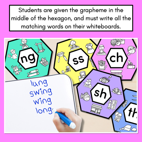 Resource preview 2 for Consonant Digraph Words Phonics Activity - Phonics Hexagons