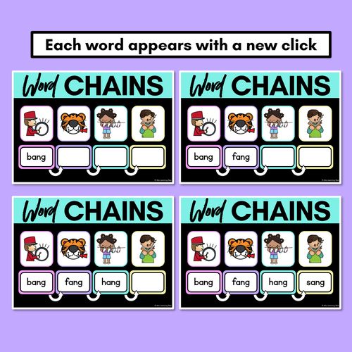 Resource preview 3 for Consonant Digraph Word Chains for Beginning, Middle & End Sounds - Decodable PowerPoint