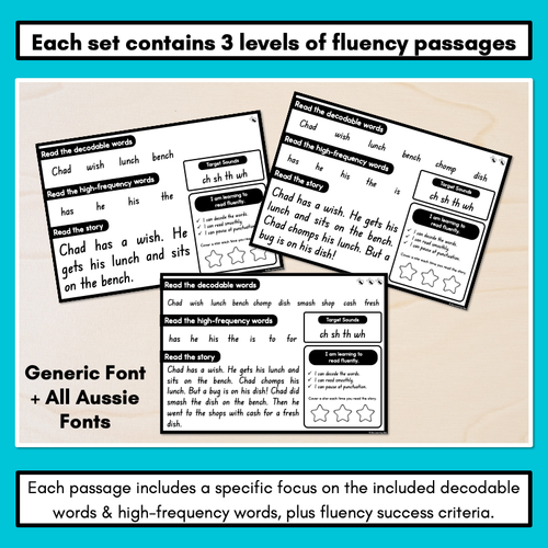 Resource preview 2 for Differentiated Decodable Fluency Texts - Consonant Digraphs - ch sh th wh words