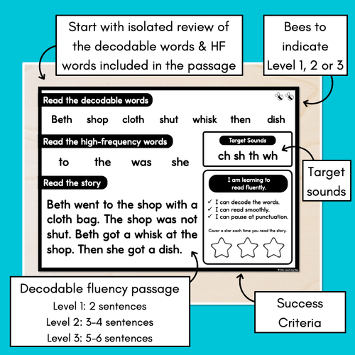 Resource preview 3 for Differentiated Decodable Fluency Texts - Consonant Digraphs - ch sh th wh words