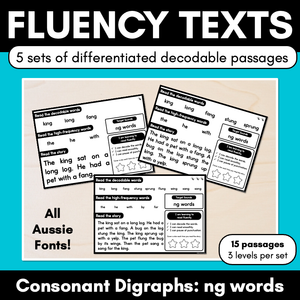 Differentiated Decodable Fluency Texts - Consonant Digraphs - ng words