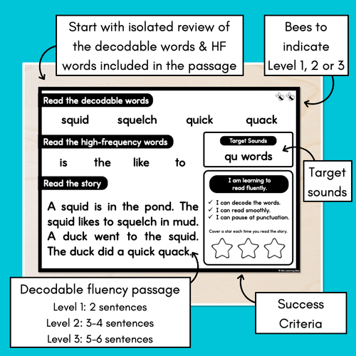 Resource preview 3 for Differentiated Decodable Fluency Texts - Consonant Digraphs - qu words