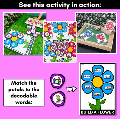 Resource preview 3 for Consonant Digraph Words - BUILD A PHONICS FLOWER Phonics Game