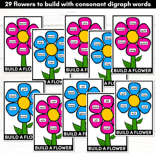 Resource preview 2 for Consonant Digraph Words - BUILD A PHONICS FLOWER Phonics Game