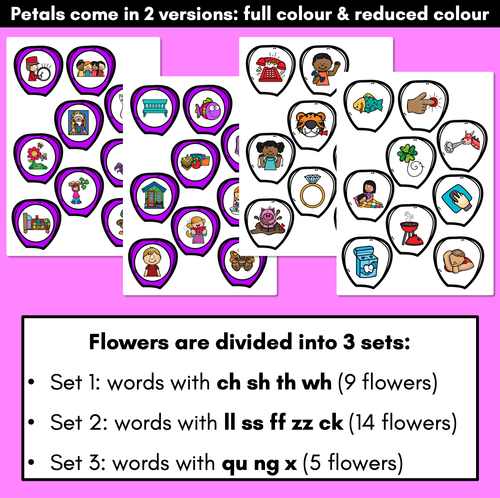 Resource preview 4 for Consonant Digraph Words - BUILD A PHONICS FLOWER Phonics Game