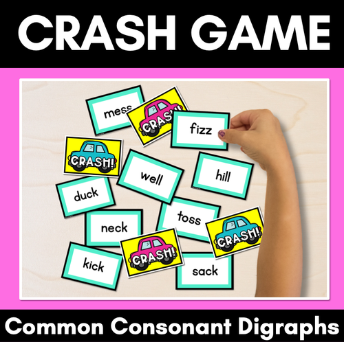 Resource preview 1 for CONSONANT DIGRAPHS CARD GAME - ch sh th wh ck ll ss ff zz qu ng - Crash Phonics Game