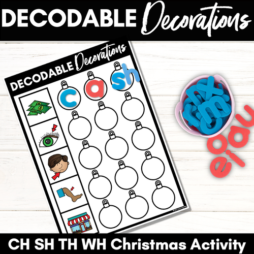 Resource preview 2 for Christmas Phonics Activities - Consonant Digraphs CH SH TH WH Word Mats - Decodable Decorations