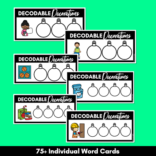 Resource preview 4 for Christmas Phonics Activities - Consonant Digraphs LL SS FF ZZ CK Word Mats - Decodable Decorations