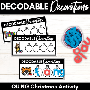 Christmas Phonics Activities - Consonant Digraphs QU NG Word Mats - Decodable Decorations