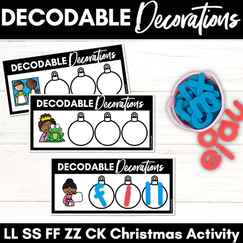 Resource preview 2 for Christmas Phonics Activities - Consonant Digraphs LL SS FF ZZ CK Word Mats - Decodable Decorations