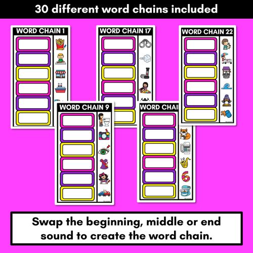 Resource preview 2 for Consonant Digraph Word Chains for Beginning, Middle & End Sounds