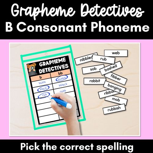 Resource preview 1 for Consonant Sound B Words Game - B Phoneme Decodable Words Activity -  Grapheme Detectives