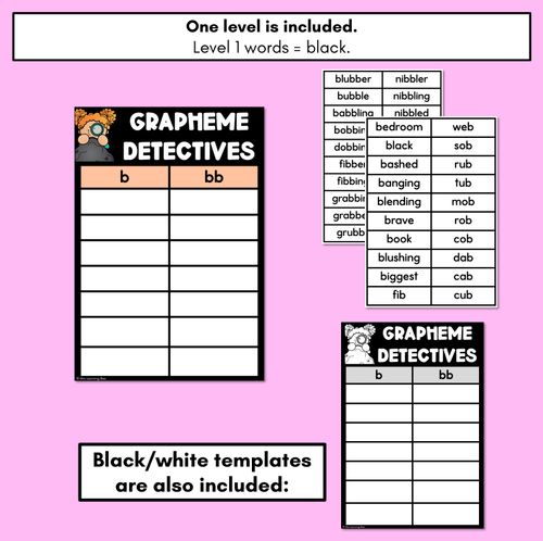 Resource preview 4 for Consonant Sound B Words Game - B Phoneme Decodable Words Activity -  Grapheme Detectives