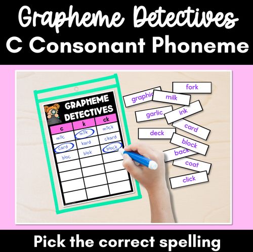 Resource preview 1 for Consonant Sound C Words Game - C Phoneme Decodable Words Activity -  Grapheme Detectives