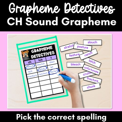 Resource preview 1 for CH Sound Words Game - CH Phoneme Decodable Words Activity -  Grapheme Detectives