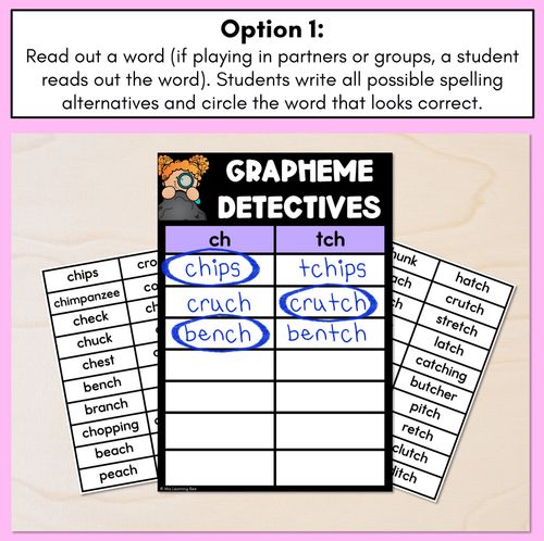 Resource preview 2 for CH Sound Words Game - CH Phoneme Decodable Words Activity -  Grapheme Detectives