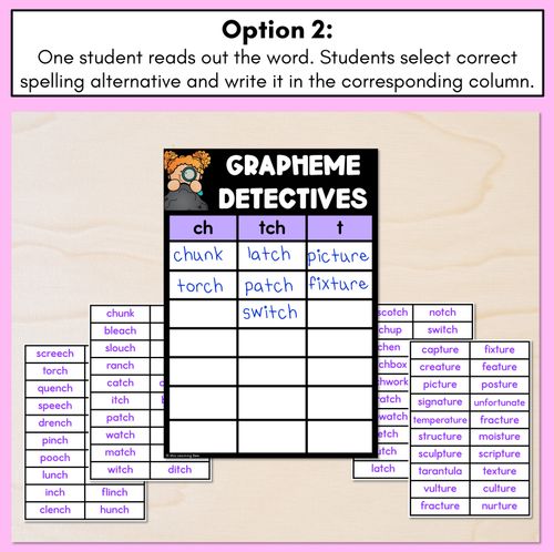 Resource preview 3 for CH Sound Words Game - CH Phoneme Decodable Words Activity -  Grapheme Detectives