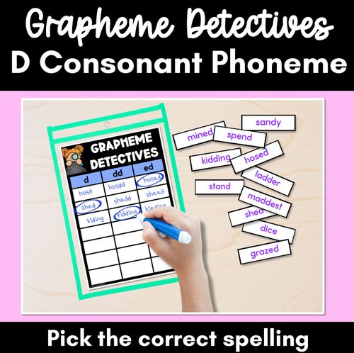 Resource preview 1 for Consonant Sound D Words Game - D Phoneme Decodable Words Activity -  Grapheme Detectives