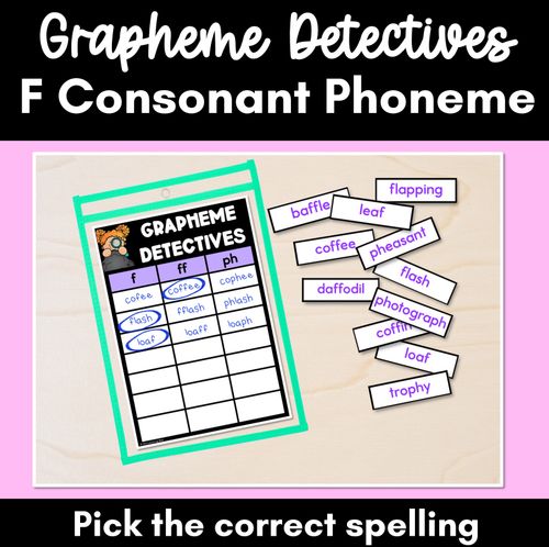 Resource preview 1 for Consonant Sound F Words Game - F Phoneme Decodable Words Activity -  Grapheme Detectives