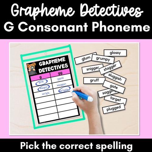 Resource preview 1 for Consonant Sound G Words Game - G Phoneme Decodable Words Activity -  Grapheme Detectives