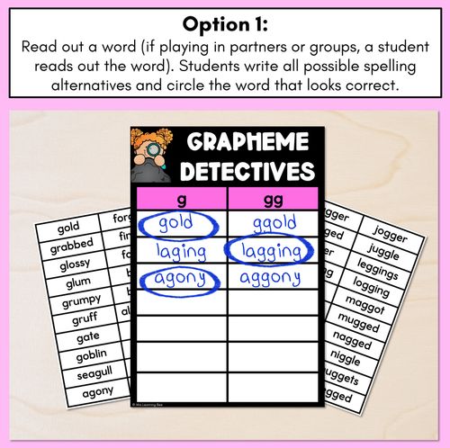 Resource preview 2 for Consonant Sound G Words Game - G Phoneme Decodable Words Activity -  Grapheme Detectives