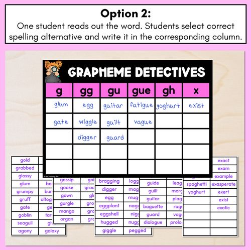 Resource preview 3 for Consonant Sound G Words Game - G Phoneme Decodable Words Activity -  Grapheme Detectives