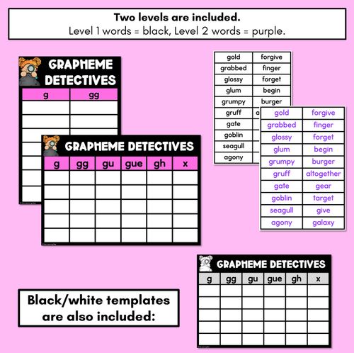 Resource preview 4 for Consonant Sound G Words Game - G Phoneme Decodable Words Activity -  Grapheme Detectives