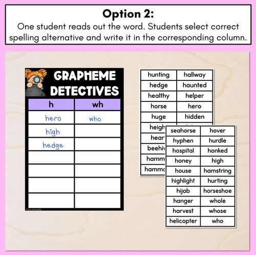 Resource preview 3 for H Consonant Phoneme Words Game - H Phoneme Decodable Words Activity - Grapheme Detectives