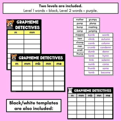 Resource preview 4 for Consonant Sound M Words Game - M Phoneme Decodable Words Activity -  Grapheme Detectives