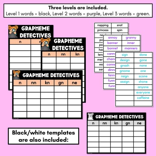 Resource preview 4 for Consonant Sound N Words Game - N Phoneme Decodable Words Activity -  Grapheme Detectives