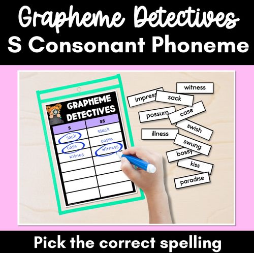 Resource preview 1 for Consonant Sound S Words Game - S Phoneme Decodable Words Activity -  Grapheme Detectives