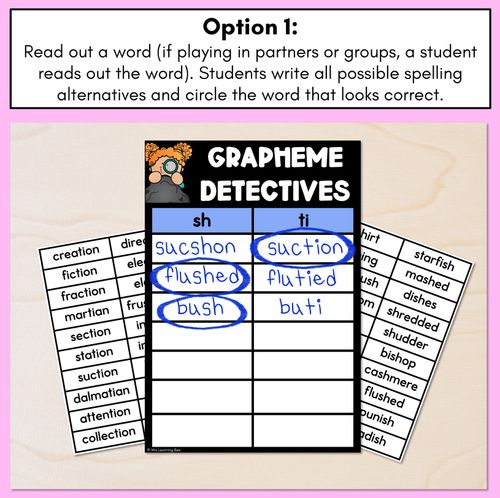 Resource preview 2 for SH Sound Words Game - SH Phoneme Decodable Words Activity - Grapheme Detectives