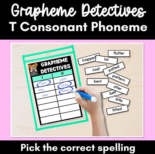 Resource preview 1 for Consonant Sound T Words Game - T Phoneme Decodable Words Activity -  Grapheme Detectives