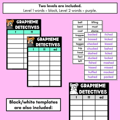 Resource preview 4 for Consonant Sound T Words Game - T Phoneme Decodable Words Activity -  Grapheme Detectives