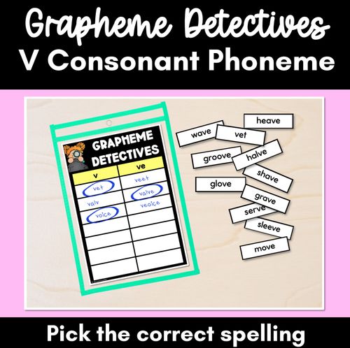 Resource preview 1 for Consonant Sound V Words Game - V Phoneme Decodable Words Activity -  Grapheme Detectives