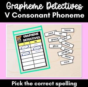 Consonant Sound V Words Game - V Phoneme Decodable Words Activity -  Grapheme Detectives