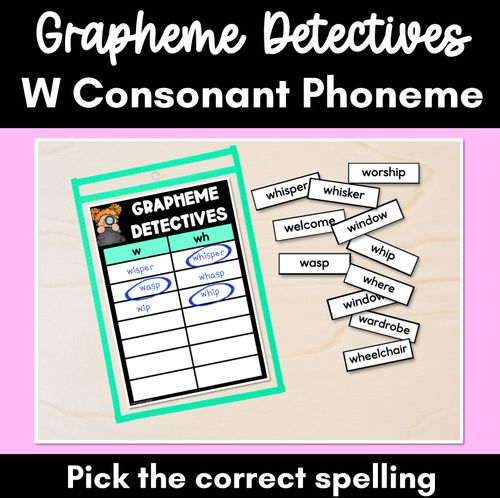 Resource preview 1 for W Consonant Phoneme Words Game - W Phoneme Decodable Words Activity - Grapheme Detectives