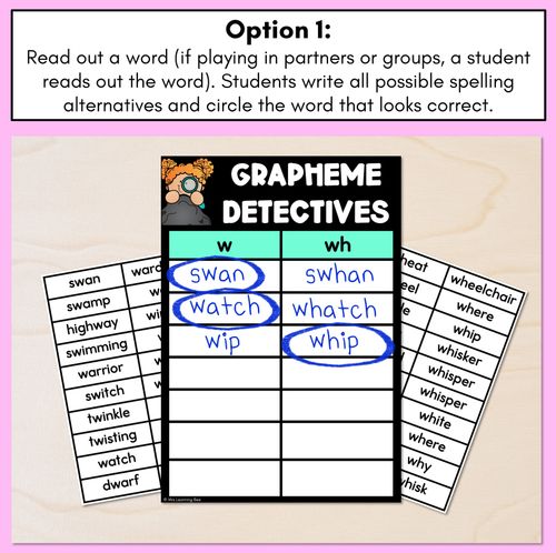 Resource preview 2 for W Consonant Phoneme Words Game - W Phoneme Decodable Words Activity - Grapheme Detectives