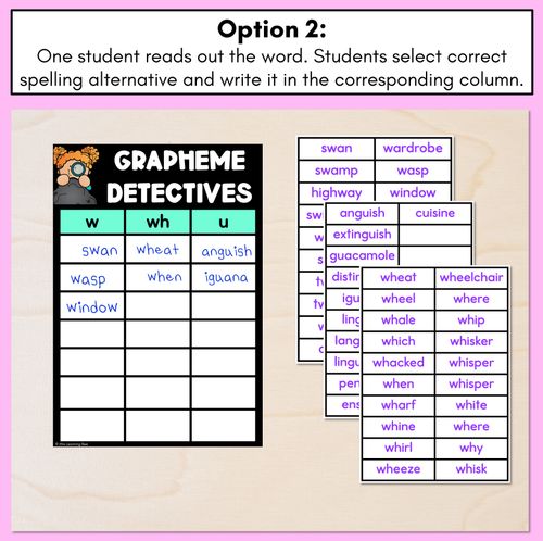 Resource preview 3 for W Consonant Phoneme Words Game - W Phoneme Decodable Words Activity - Grapheme Detectives